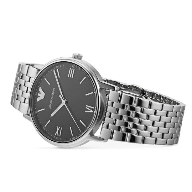 Emporio Armani Kappa Black Dial Silver Steel Strap Watch For Men - AR11152 - Image 4